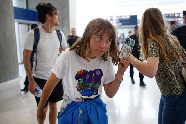 <p>Swedish activist Greta Thunberg, who departed Israel by plane on Tuesday </p>