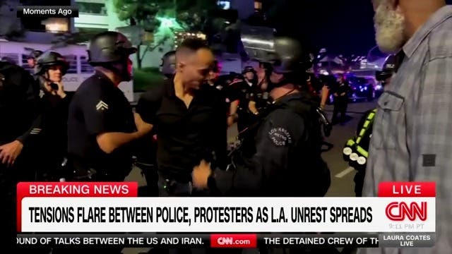 <p>LAPD officers let CNN reporter Jason Carroll go after detaining and removing him from a protest scene</p>