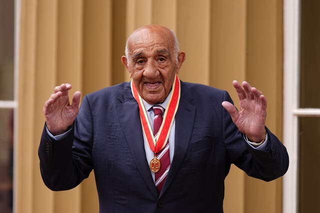 Former rugby league star Billy Boston after he received his Knighthood from King Charles at Buckingham Palace (Aaron Chown/PA)