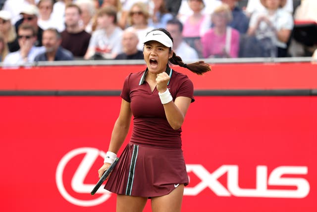 <p>Emma Raducanu won her opening match against Cristina Bucsa at Queen’s Club</p>