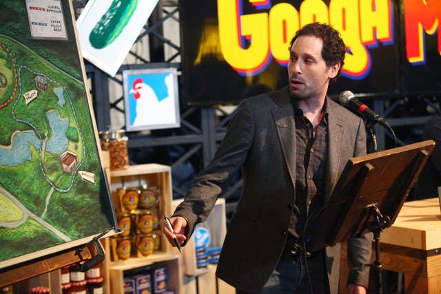 <p>Jonathan Mayers at a press conference for the Great Googa Mooga Festival in New York in 2012</p>