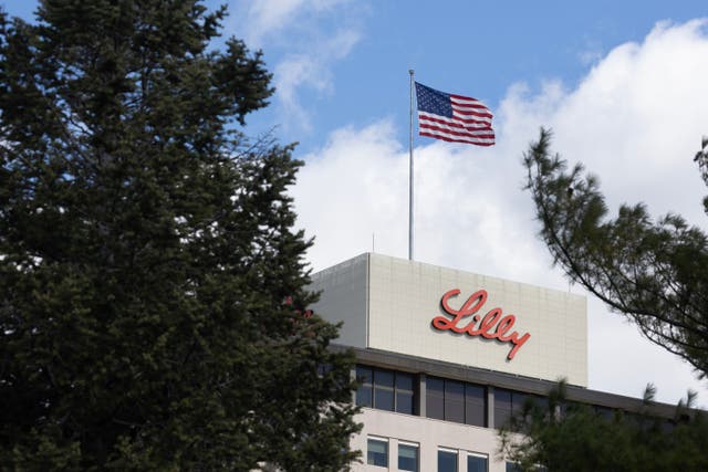 <p>A flag flies above the headquarters campus of Eli Lilly and Company on March 17, 2024 in Indianapolis, Indiana. </p>