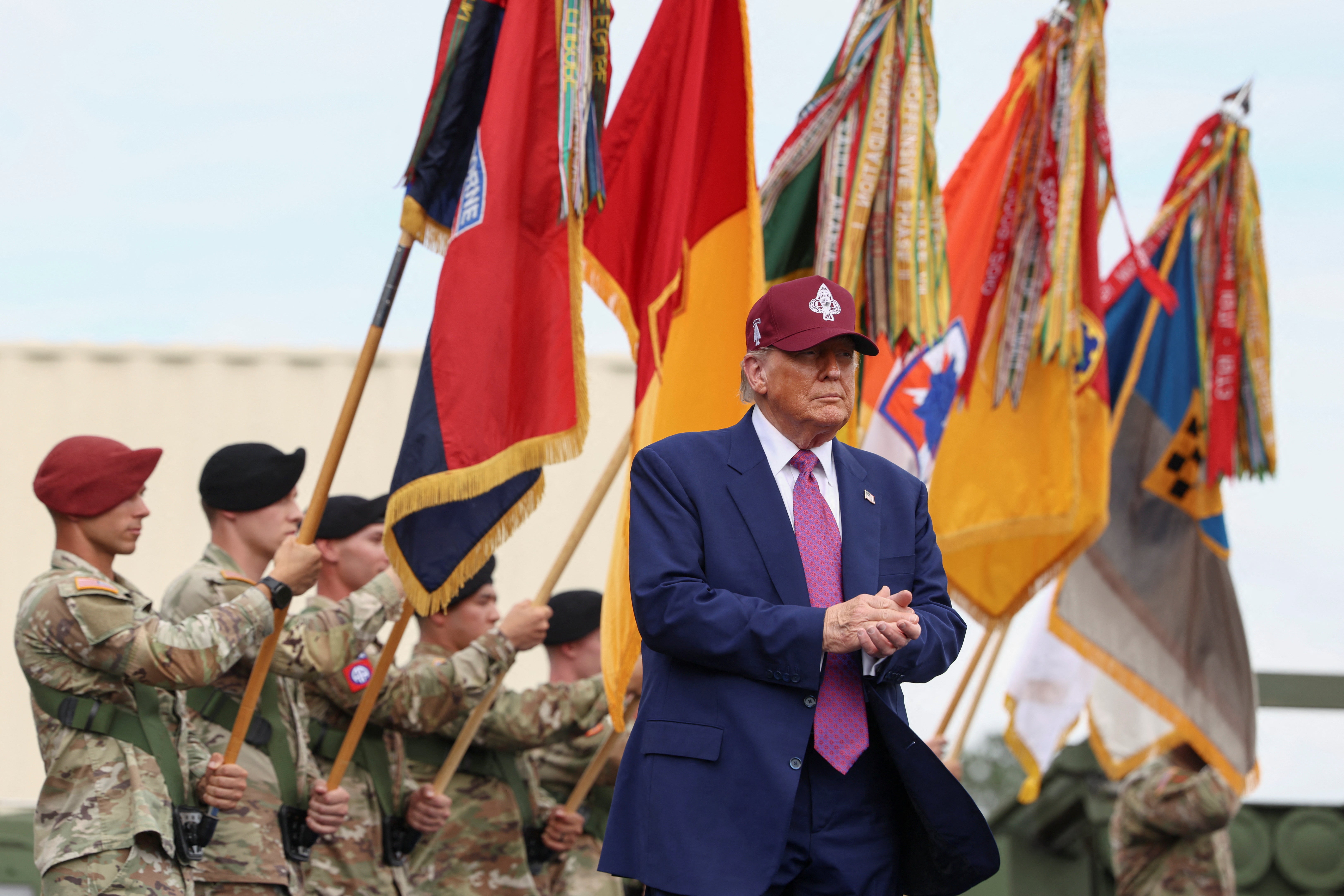 President Donald Trump addressed the troops at North Carolina’s Fort Bragg Tuesday and vowed to restore other military base names that had honored Confederate soldiers.