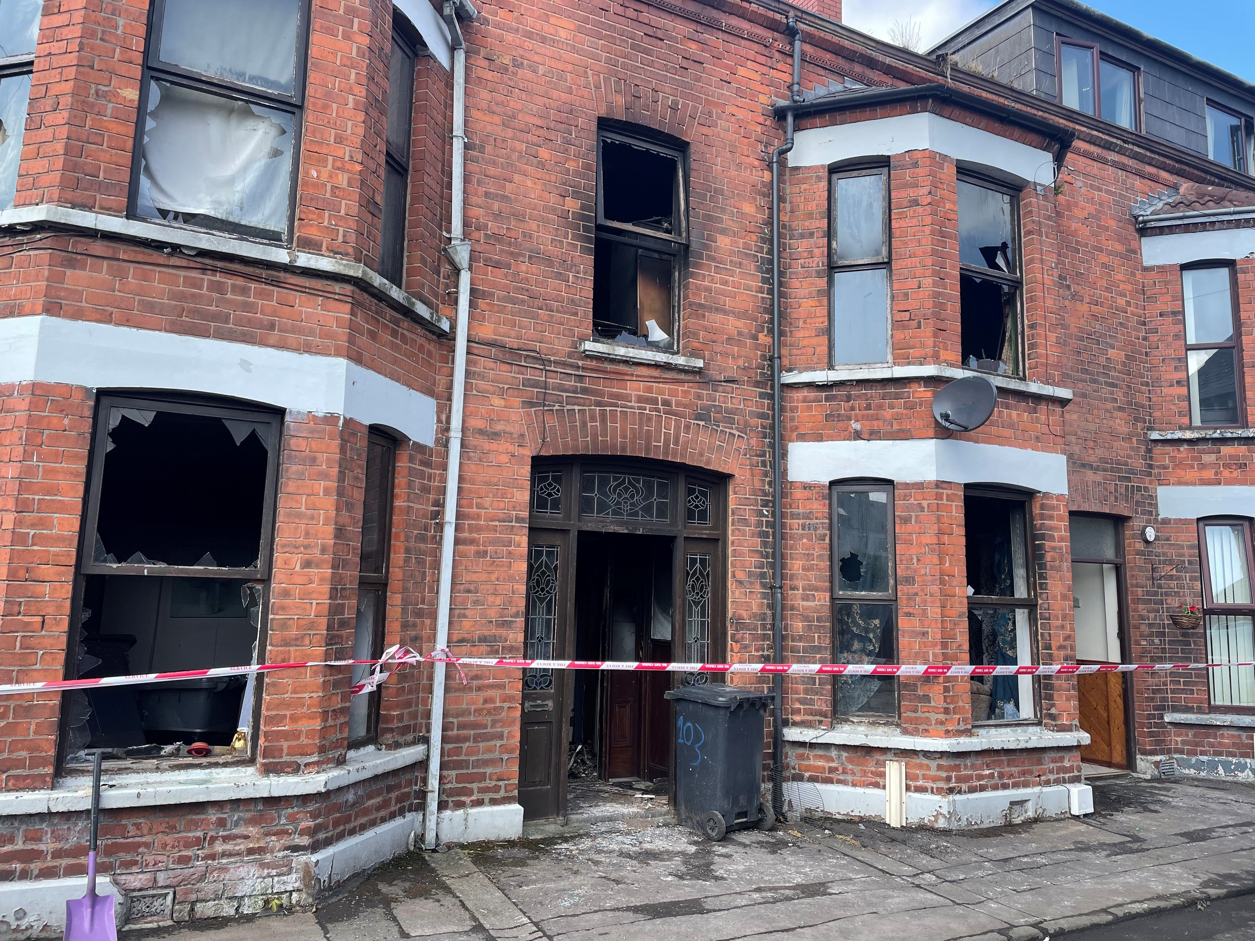A damaged property in Clonwon Terrace in Ballimena (Jonathan McCambridge/PA)