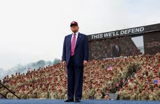 Trump calls LA a ‘trash heap’ of ‘chaos and disorder’ in Fort Bragg troop rally after sending Marines to quell protests