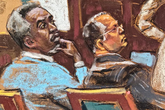 <p>Sean "Diddy" Combs observa junto a su abogado Marc Agnifilo mientras su defensa interroga a su exnovia, quien testifica bajo el seudónimo N. N. (ningún nombre). Testificó sobre las “noches de hotel” y la llamada “fiesta de sobriedad”</p>