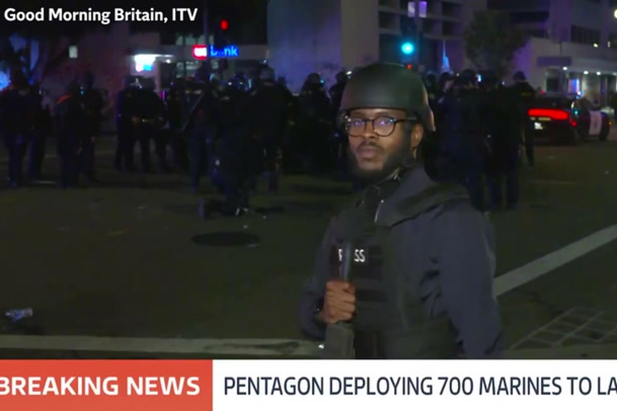 Good Morning Britain presenter shot and injured with rubber bullet reporting on LA protests