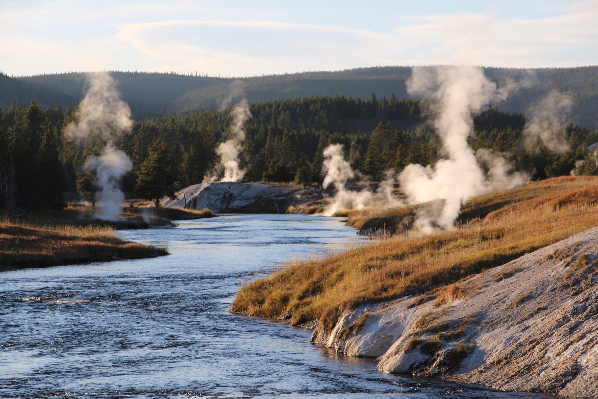 The geysers at Yellowstone, the oldest U.S. National Park