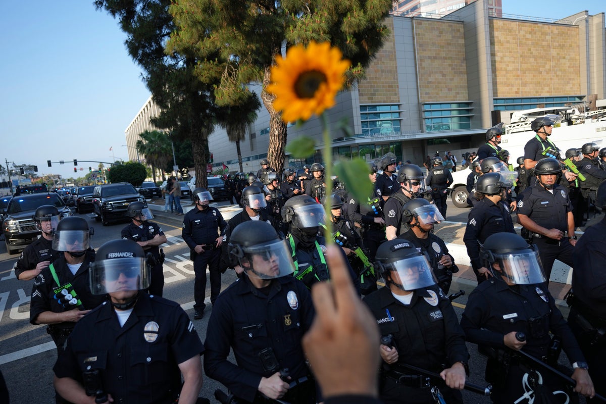 LA protests live: Curfew enforced in parts of Downtown as Trump claims ‘paid agitators’ targeted police with bricks