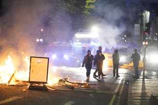 Ballymena riots video: Fireworks and petrol bombs thrown at police