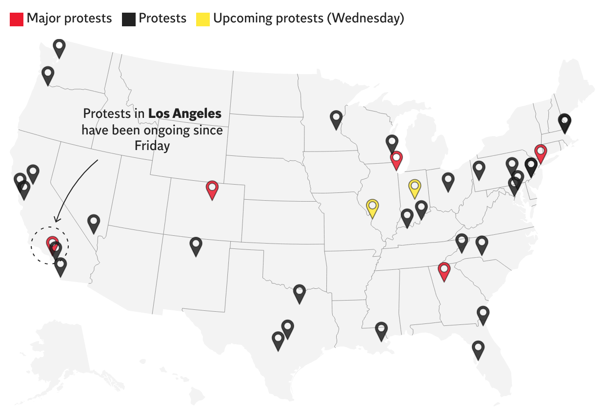 Mapped: the 37 cities where anti-ICE protests have erupted across the US