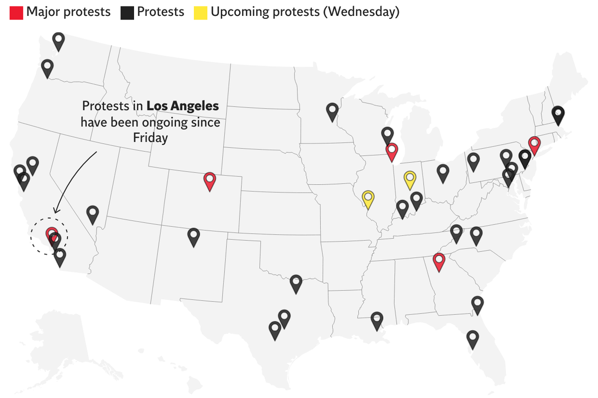 Mapped: the 37 cities where anti-ICE protests have erupted across the US