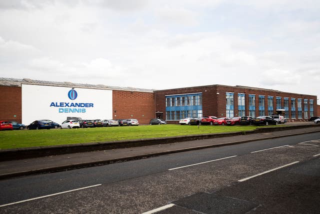 Alexander Dennis has announced up to 400 jobs are at risk of redundancy as it seeks to move all its bus manufacturing work to a single site (Jane Barlow/PA)