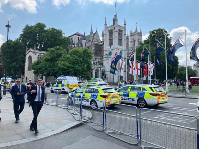 <p>It is understood civil servants working inside Whitehall are unable to leave the building</p>