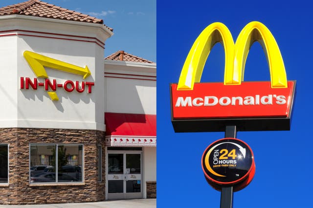 <p>In-N-Out restaurant and McDonald's restaurant</p>