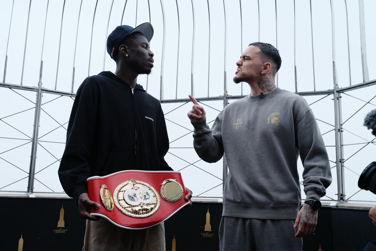Insults and gestures exchanged between Richardson Hitchins and George Kambosos Jr in face-off ahead of bout