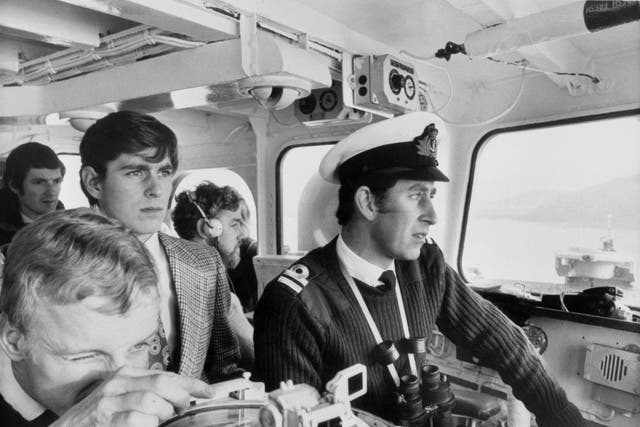 The Prince of Wales commanding HMS Bronington in 1976 (PA)