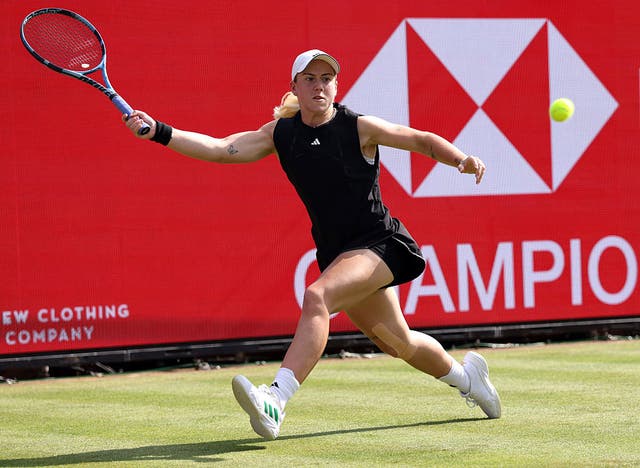 <p>Kartal in action against Amanda Anisimova on Wednesday</p>