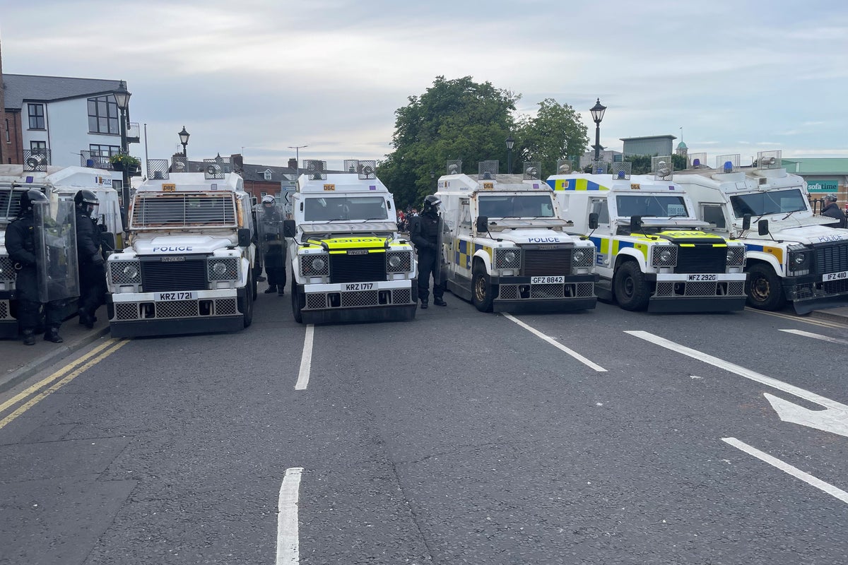 Masked thugs' start fire at leisure centre on third night of violence in NI