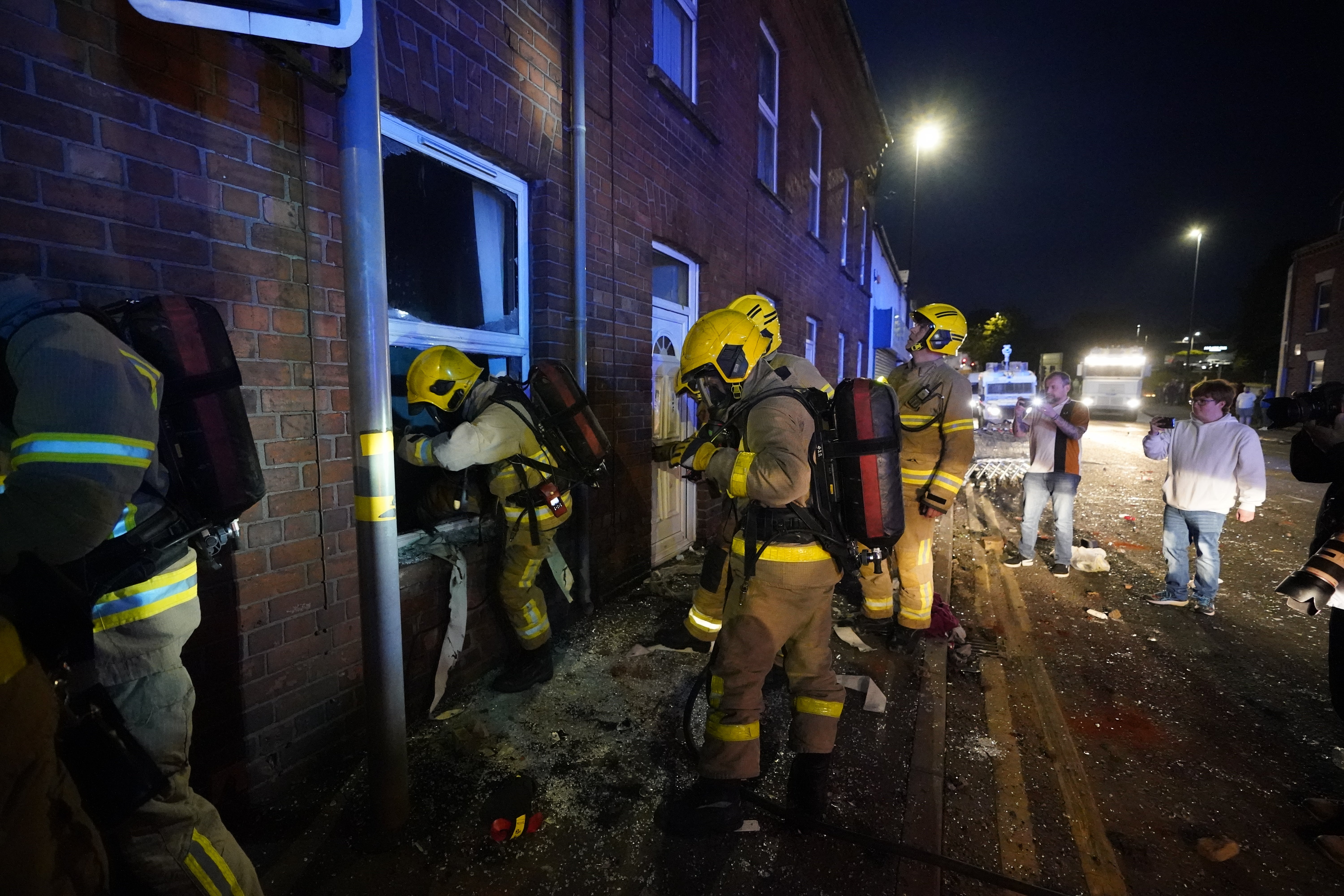 Firefighters were called to deal with fire in the city as chaotic scenes continued till midnight