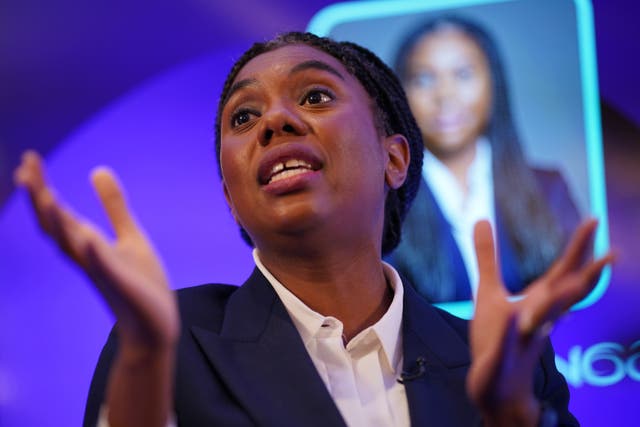 Conservative Party leader Kemi Badenoch speaking during the Peel Hunt FTSE250+ conference at the Montcalm Royal London House Hotel in London (Yui Mok/PA)