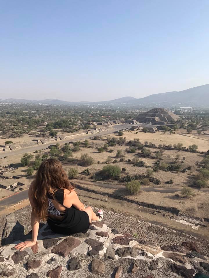 For anyone nervous about going to Mexico, Sam says: 'If you've done your research, then FIBI. That's short for 'f*** it, book it'. Sam is pictured here at the Teotihuacan pyramids