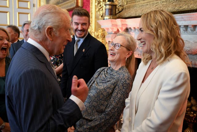 The King meets David Beckham, Meryl Streep and Kate Winslet (Chris Ratcliffe/PA)