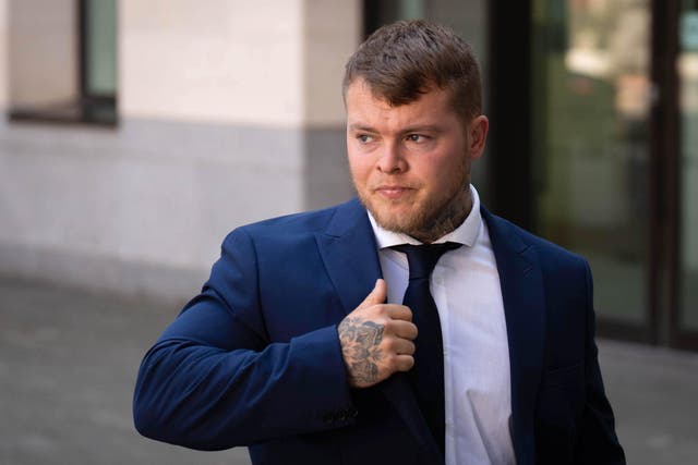 Former Surrey Police officer Adam Davies leaving Westminster Magistrates’ Court (James Manning / PA).