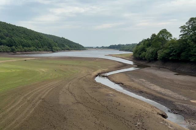Seven reservoir sites in England are at exceptionally low levels, such as the Yorkshire Supply Group which includes Lindley Wood (Richard McCarthy/PA)