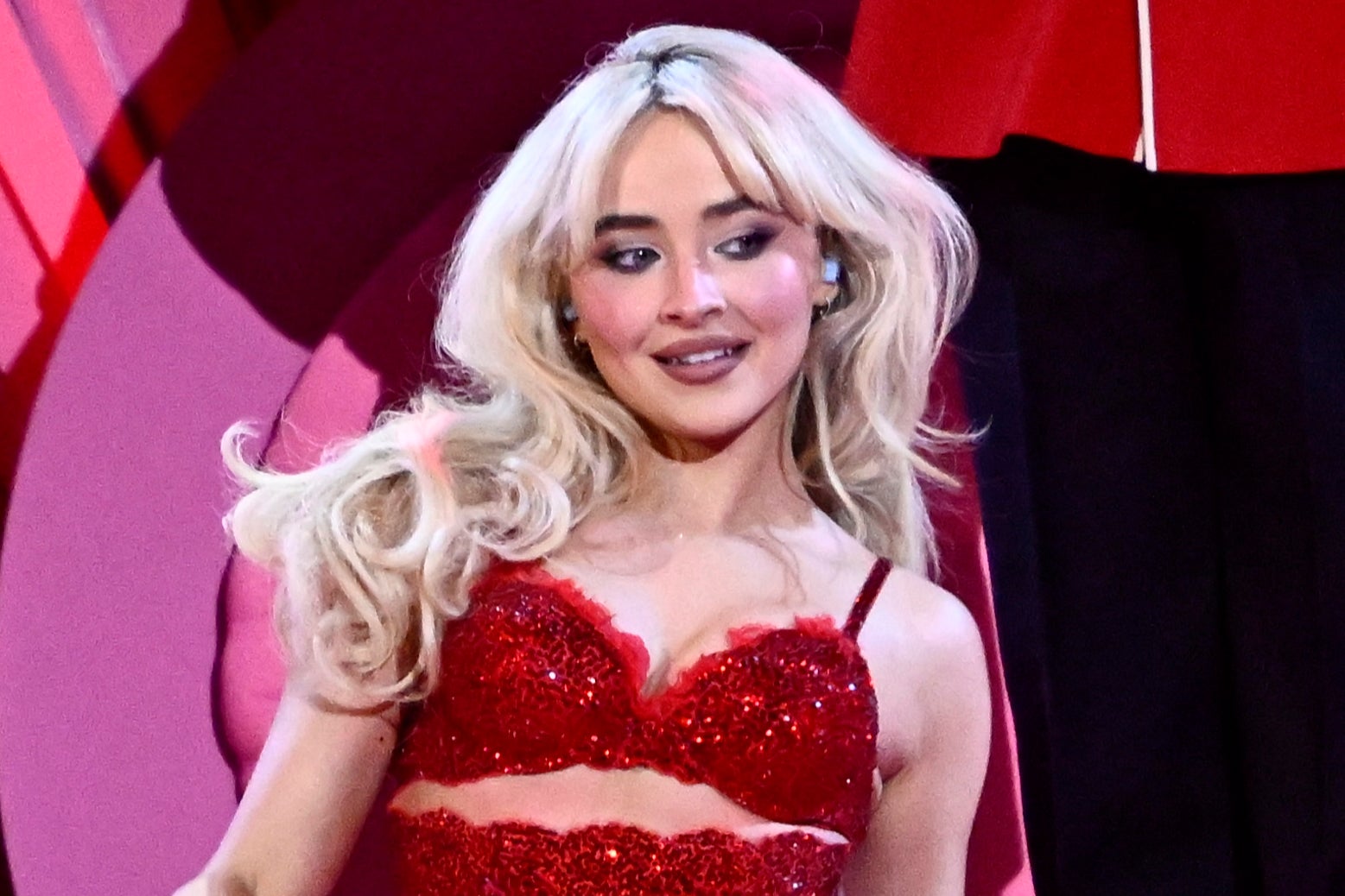 Sabrina Carpenter performing at the BRIT Awards in London in March 2025