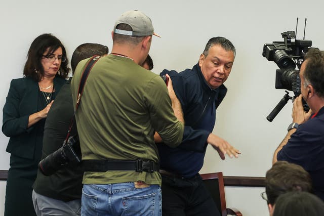 <p>Democratic California Senator Alex Padilla was removed from the room after interrupting a news conference with Department of Homeland Security Secretary Kristi Noem.</p>
