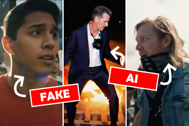 <p>A trio of unreal images about the LA protests shared on TikTok and Twitter</p>