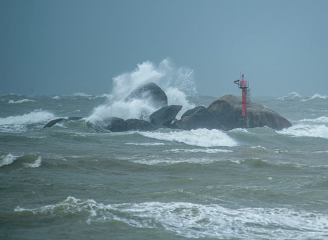 <p>High waves pound reef rocks as typhoon Wutip approaches in Qionghai, Hainan province of China, on 12 June 2025</p>