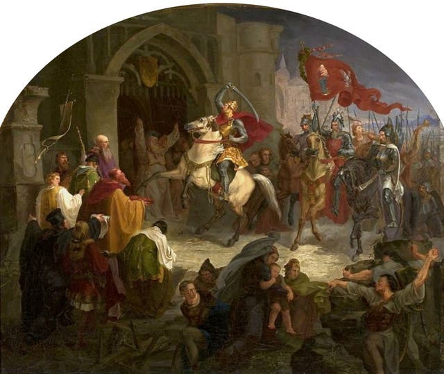 <p>Painted in the 1830s, this artwork shows the entry of Polish king Bolesław the Brave into Kyiv</p>