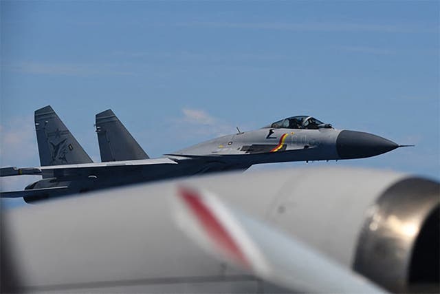 <p>A photo of the Chinese fighter released by Japanese officials</p>