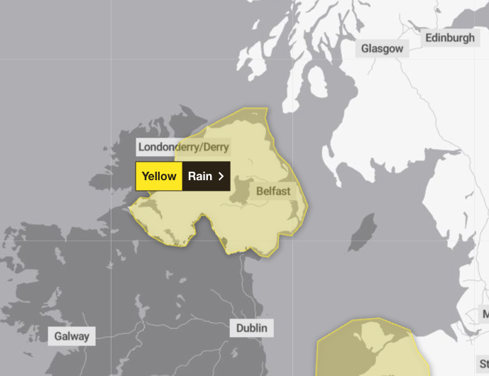 Met office issue Yellow Weather Warning for Northern Ireland