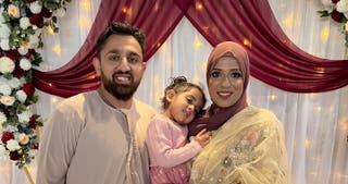 An undated family handout photo issued by the BBC of Akeel Nanabawa, his wife Hannaa and their four-year-old daughter Sara