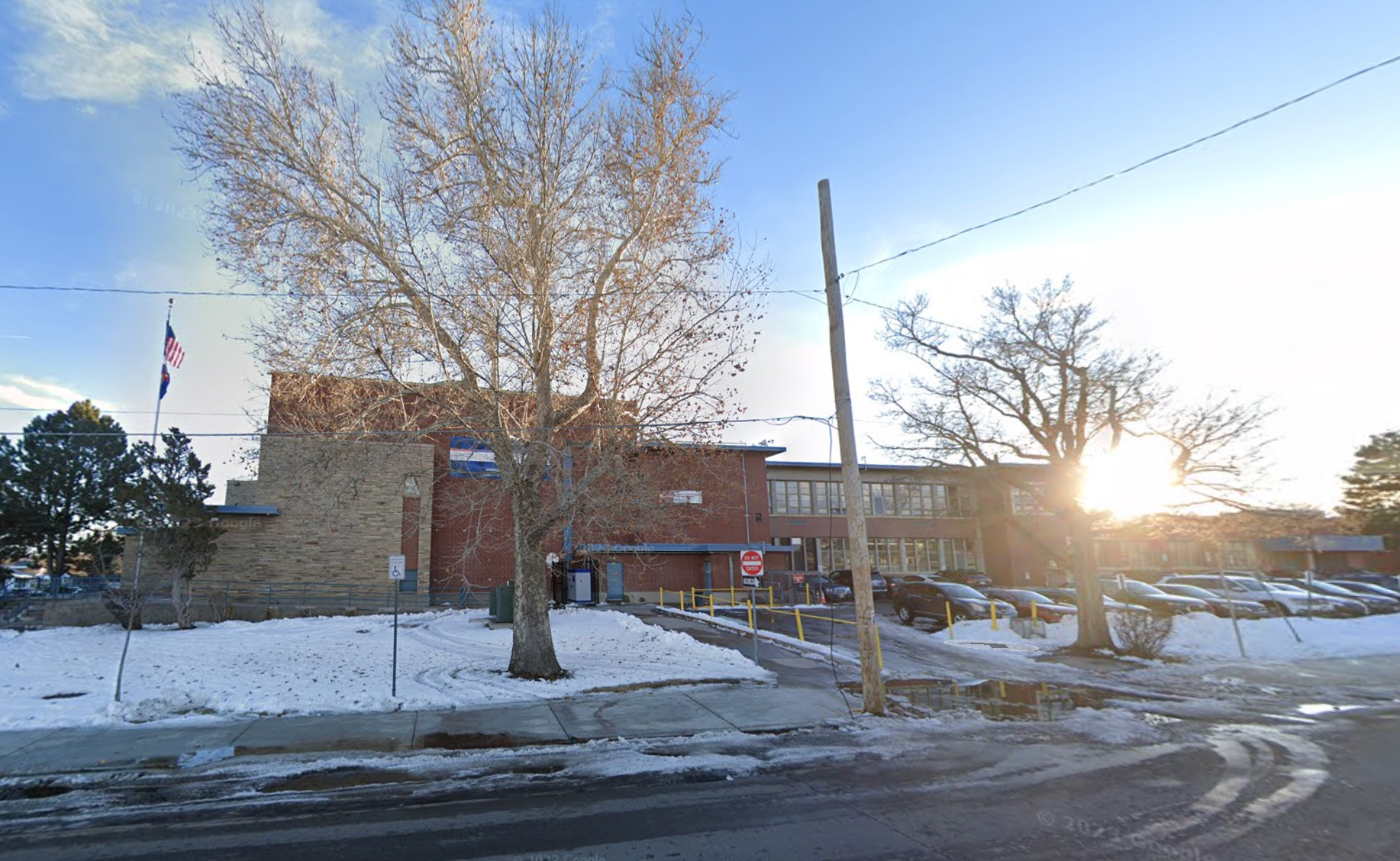 Sharon Wilson, 55, was found guilty by a jury on Thursday of two counts of misdemeanor child abuse following a 2024 incident at Kepner Beacon Middle School in Denver (pictured)