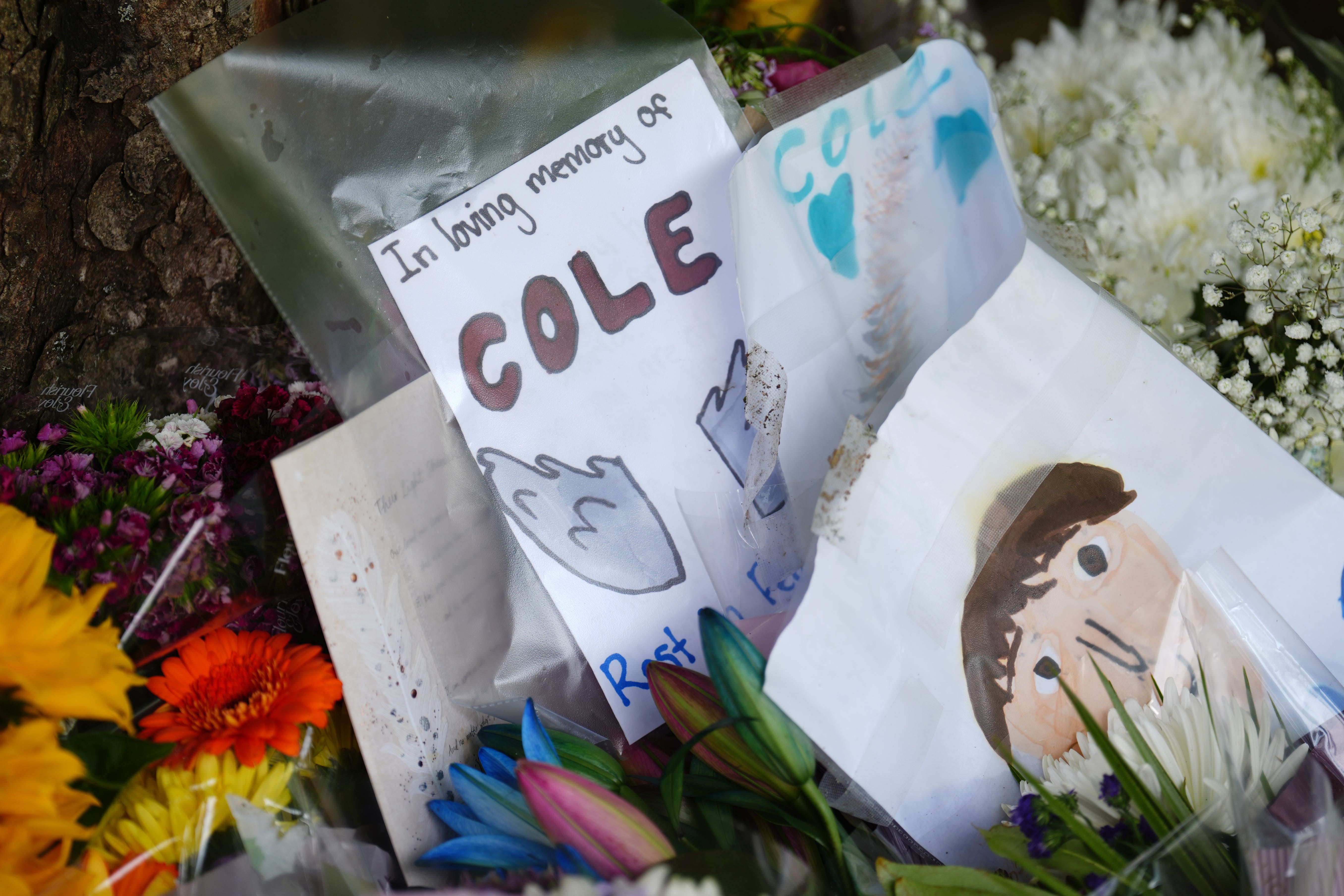Floral tributes have been left to Cole Cooper near where his body was found (Andrew Milligan/PA)