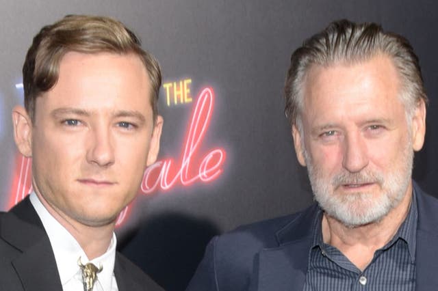 <p>Lewis Pullman with his father, Bill Pullman, at the premiere of 'Bad Time at the El Royale' in Hollywood in 2018</p>