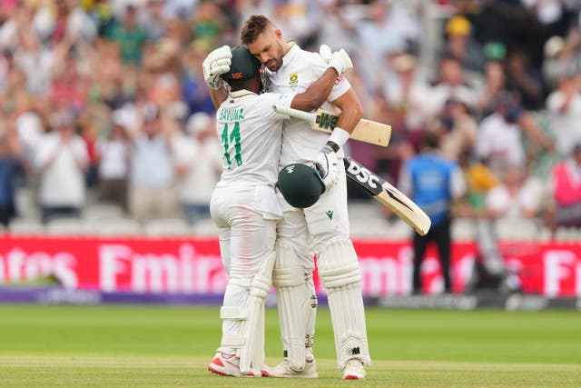 <p>Aiden Markram and Temba Bavuma’s mammoth partnership took South Africa to within sight of victory</p>