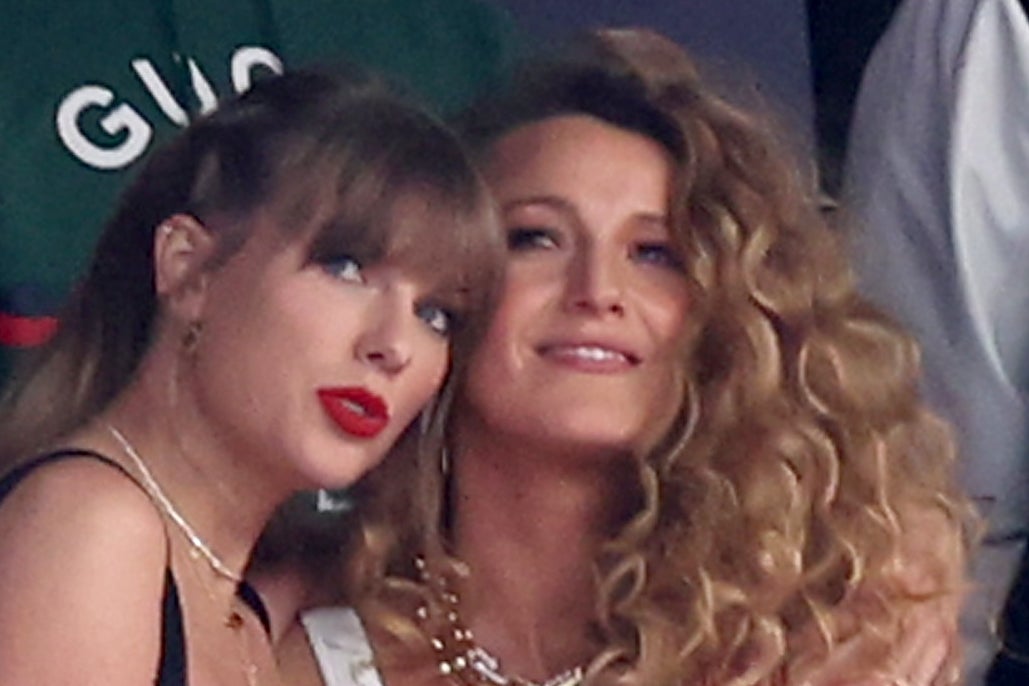 Taylor Swift and Blake Lively embrace ahead of Super Bowl LVIII in Las Vegas in February 2024