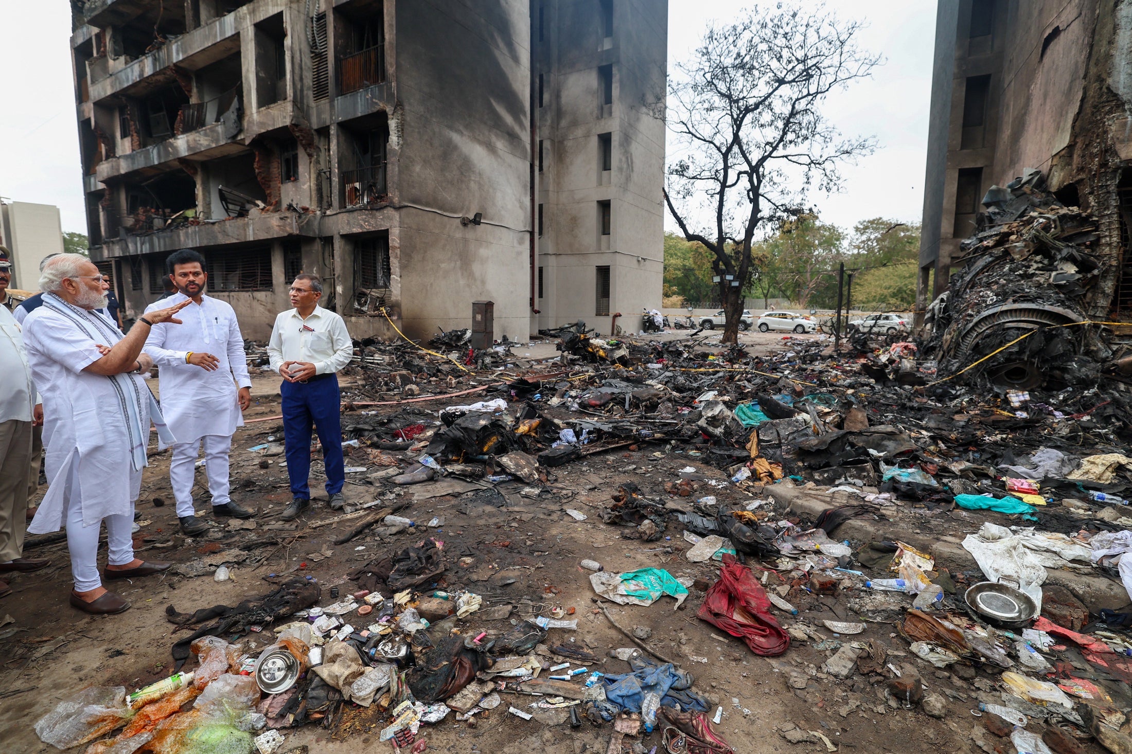 India's Prime Minister Narendra Modi visited the site after Air India flight 171. Crashed in a residential area near airport in Ahmedabad