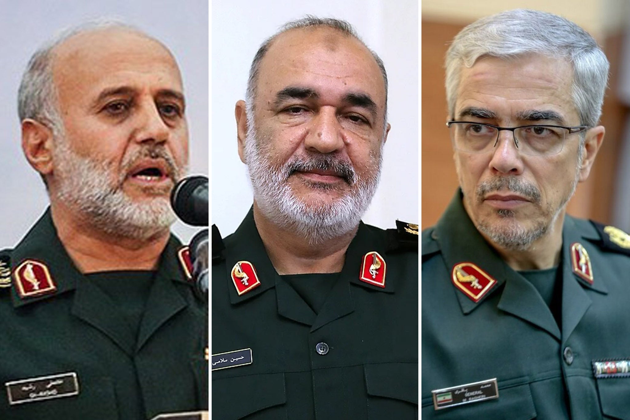 Gholam Ali Rashid, Hossein Salami, Mohammad Bagheri –Israel says its strikes eliminated the three most senior military commanders of the Iranian regime