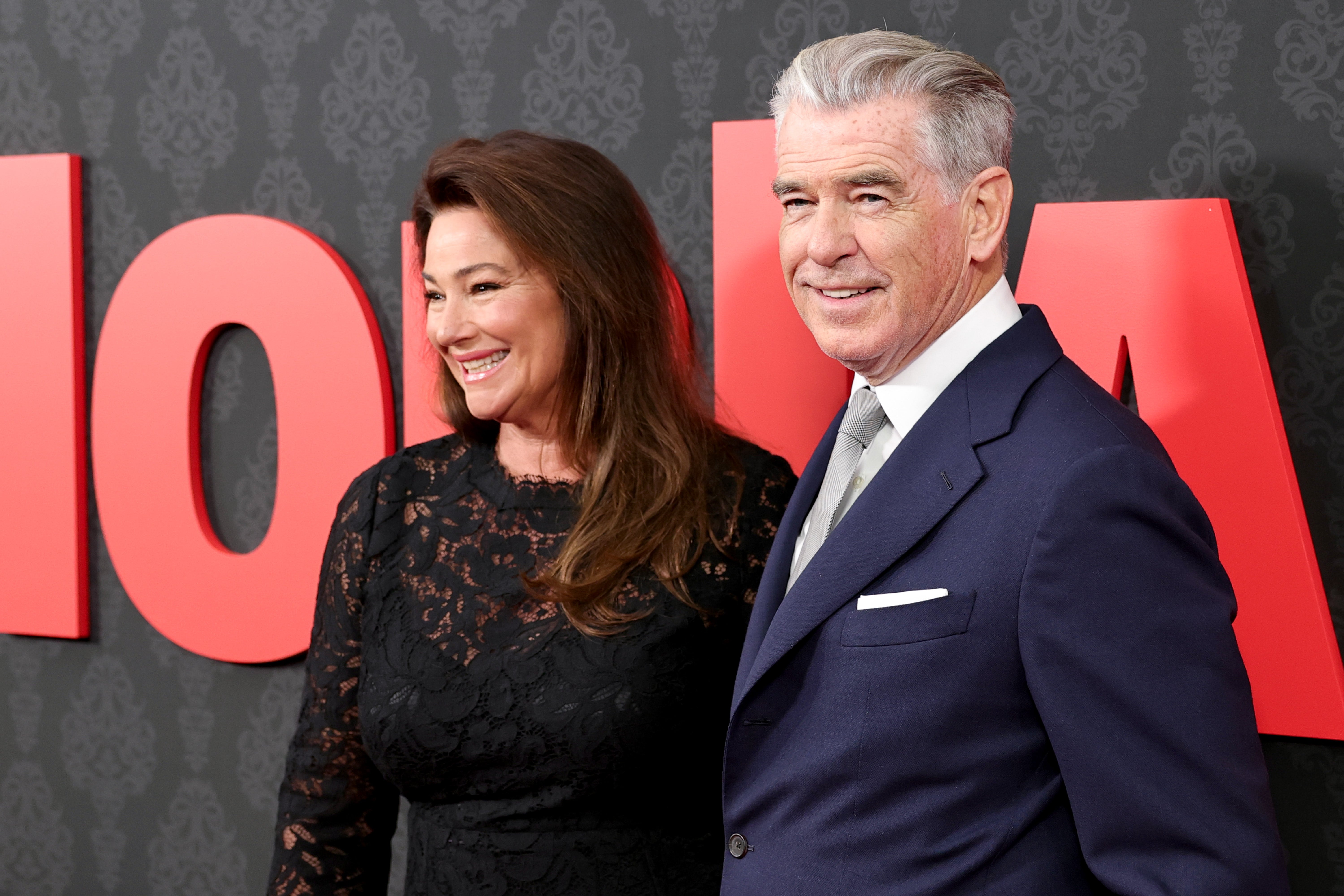 Keely and Pierce at the 'MobLand' premiere