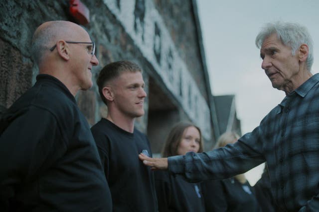 Harrison Ford met father and son Alan Duff Snr and Alan Duff Jnr while filming the ads (Glenmorangie Distillery/PA)