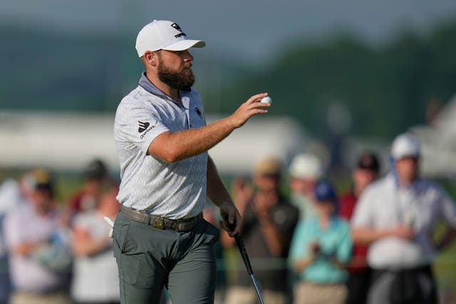 <p>Tyrrell Hatton charged into contention at the US Open on Saturday</p>