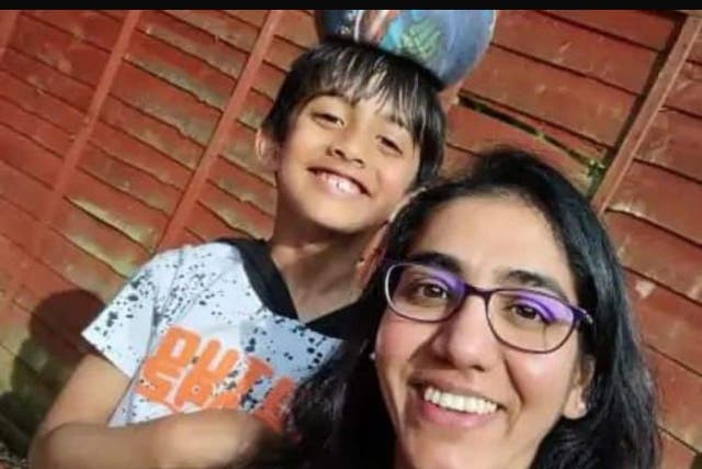 <p>Abdhi Patel (right) who was on the Gatwick-bound Air India flight (Atif KArim/PA)</p>