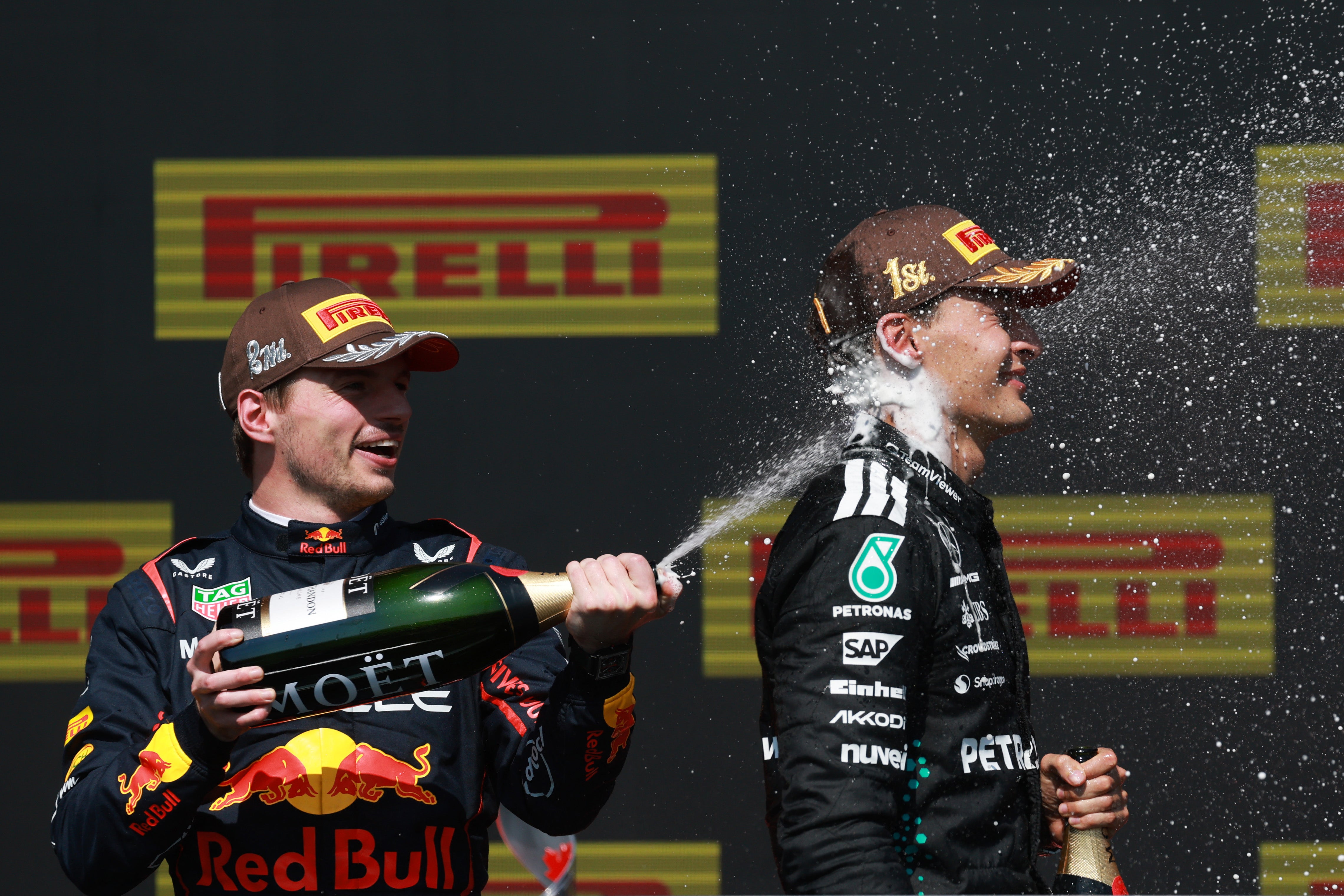 Russell fended off the challenge of Max Verstappen to win in Canada