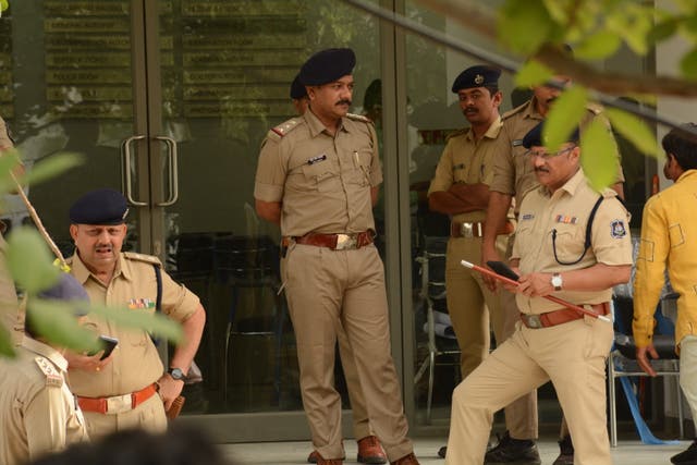 <p>Heavy police deployment outside mortuary complex as body handover begins</p>